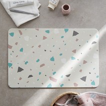 데코뷰 테라조 규조토 발매트, 베이지 + 청록 + 브라운