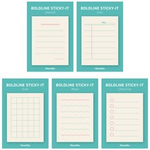 왈가닥스 볼드라인 스티키 메모장 5종 세트, 혼합 색상, 1세트