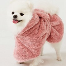 래핑찰리 초극세사 펫 드라이가운, 핑크뮬리