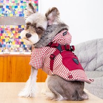 퍼피아 반려동물 벨라미 하네스 패딩 점퍼, 버건디