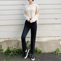 오키진 여성용 샐린 기모 인밴딩 슬랙스