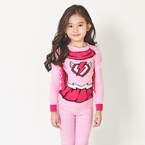 유니프랜드 아동용 핑크히어로 오가닉 30수 후라이스 9부 상하의 세트