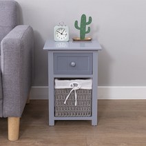 노아가구 비니원목협탁 + 라탄바구니 세트, 그레이