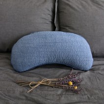 뽐에떼 잔줄 누비 반달 메밀 경추베개, 블루