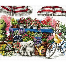 조이십자수 11카운트 십자수 프린트 패키지 세트 90810 flower shop, 1세트, 혼합색상