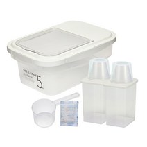 씨밀렉스 라이스키퍼 쌀통 5kg   950ml 잡곡통 2p, 투명아이보리