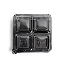 4칸 정사각 블랙 반찬 일회용 포장용기, 30개입, 1개
