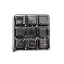 9칸 정사각 블랙 반찬 일회용 포장용기, 50개입, 1개