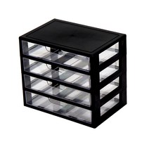 하라데코 와이드 서랍 멀티 책상 정리함 4단, 블랙, 1개