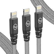 신지모루 메쉬 아이폰 고속충전 케이블 2m, 블랙, 3개