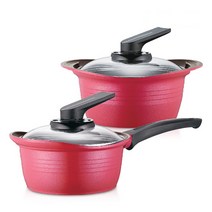 로이첸 IH 더 건강한 냄비 A세트 2개, 혼합색상, 편수냄비 18cm + 양수냄비 20cm