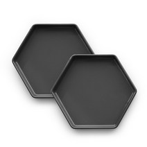 프렐류드 크리미 육각접시 대, 2개, 접시 차콜, 차콜