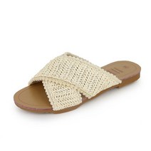 올나인 X자 스트랩 라탄 플랫 슬리퍼