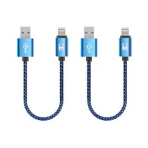 아이메이트 메탈릭 애플8핀 숏 고속충전케이블 25cm, 블루, 2개