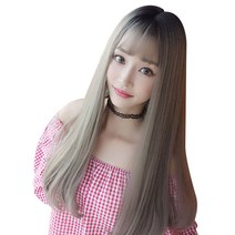 뿌이뿌이가발 여성 롱 웨이브 통가발 롱링스, 에쉬그레이, 1개