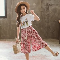 미소파파 아동용 트로피컬 상하 와이드 팬츠 세트