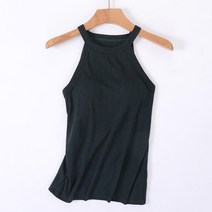 더시럽 여성용 모달 스판 홀터넥 민소매 브라 일체형