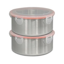올품락 원형 밀폐용기 2호 520ml 오렌지, 2개, 단품