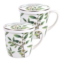 마시피렌체 뚜껑 머그 320ml, 화이트플라워, 2개