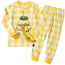 아동용 오가닉 내의 상하세트 체크 바나나