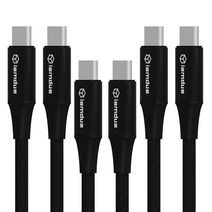 아이엠듀 USB PD C타입 고속충전 시폰 패브릭 케이블 50cm, 블랙, 3개, 0.5m