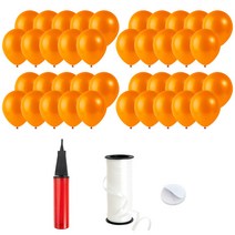 로켓풍선 30cm 200p + 손펌프 + 양면테이프 200p + 컬링리본 5mm x 90m, 펄 오렌지, 1세트