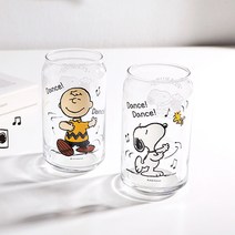 피너츠 댄스댄스 유리잔 330ml x 2종세트, 혼합색상, 1세트