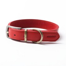 모즈펫 강아지 솔리드 수제 통가죽 목줄, 레드