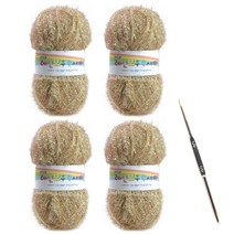 레인보우 펄 수세미실 80g x 4p + 코바늘 세트, 1세트, 29벌리우드