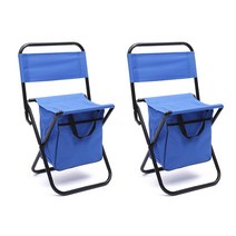 블럭마트 휴대용 접이식 수납 캠핑체어 세트, 블루, 2개