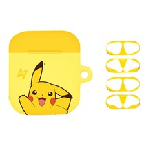 포켓몬스터 컬러 하드 에어팟 1세대 2세대 케이스 + 철가루 방지 스티커 2p 세트, 피카츄, S1