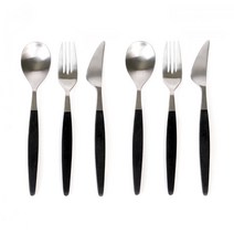 골든벨금속 POM 양식기 2인조 세트, 실버 + 블랙, 디너스푼 2p + 디너포크 2p + 디너나이프 2p