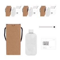 납작페트병 300ml 흰색캡 + 전용박스 + 블럭 더치커피 스티커 + 블럭 더치커피 봉인스티커, 10세트