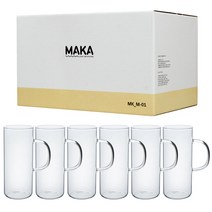 MAKA 손잡이 내열 유리컵 430ml M01-H, 6개