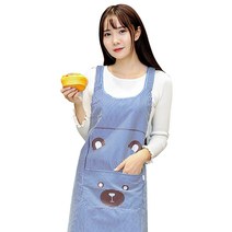 라온텐 귀여운 방수 곰돌이 앞치마, BLUE, 1개