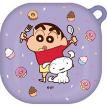 짱구 흰둥이 갤럭시버즈 라이브 / 버즈2 하드 젤리 케이스, 디저트 짱구와 흰둥이