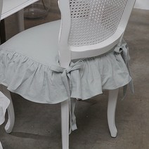 메종드블랑 워싱린넨 프릴 식탁 의자 방석커버, 민트그레이