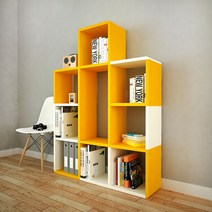 큐빅스 5 RUN 컬러책장, 옐로우 + 아이보리