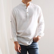 해리슨 남성용 헨리넥 롤업 긴팔 셔츠 THE1003 ST-03