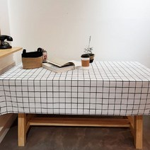 화이트체크 방수 테이블보, 혼합색상, 120 x 137 cm