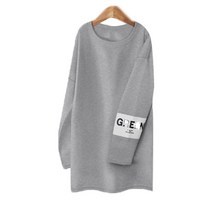 블론디 여성용 그린 기모 롱 티셔츠