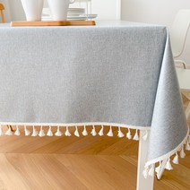 알럽홈 단색 태슬 방수 테이블 식탁보, 라이트그레이, 90 x 130 cm