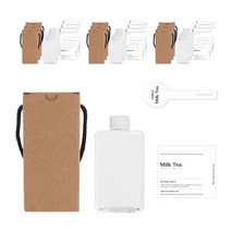 흰색캡 통통납작 공병 300ml + 클래식밀크티 스티커 2종 세트, 10세트