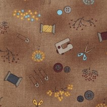 면 20수 귀여운 패턴 원단 쏘잉키트, 브라운
