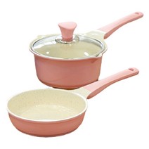 해피램 인덕션 냄비 + 후라이팬 세트 16cm, 핑크, 16cm냄비 + 16cm후라이팬 + 뚜껑