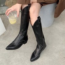 멜팅나인 여성용 뾰족코 웨스턴 미들 부츠 TW55