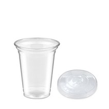 친환경 PLA생분해 테이크아웃 아이스컵 92mm 490ml + 평뚜껑 세트, 1개입, 100개