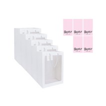 한수오 투명선물용 쇼핑백 5p + 스티커 5p 세트, 화이트 프레임