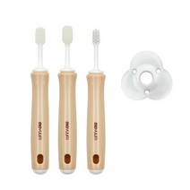 모윰 유아용 교육용 칫솔 세트, 베이지, 1세트