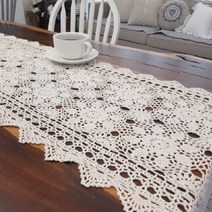 빈티지 코바늘 크로쉐 손뜨개러너, 1개